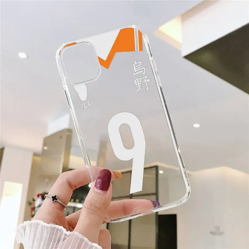 

Japan Anime Haikyuu Hinata attacks Phone Case Transparent for iPhone 6 7 8 11 12 s mini pro X XS XR MAX Plus SE cover funda