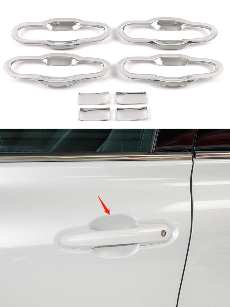 

For Toyota Highlander 2020 2021 2022 Door Bowl Trim Cover Decoration Frame ABS Chrome Interior Accessories