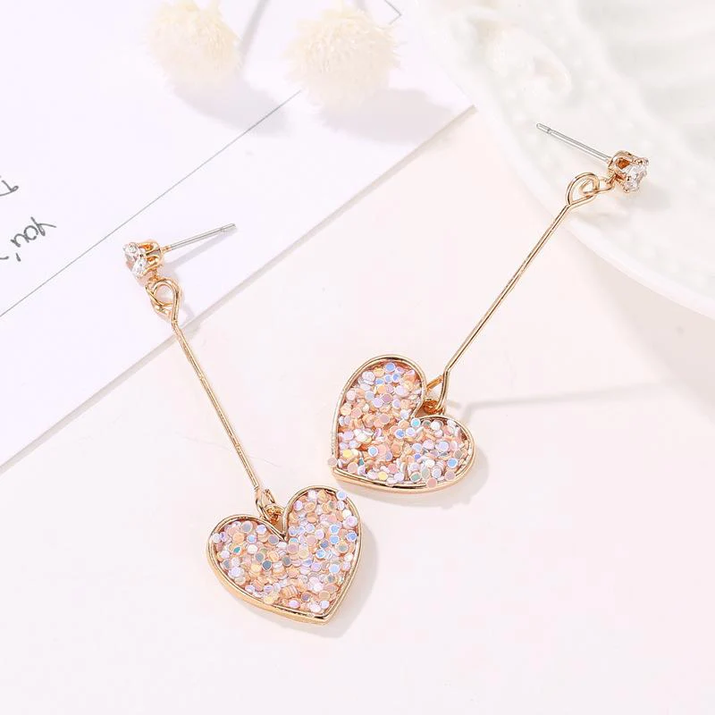 

heart earrings pendientes for women jewelry kolczyki earings korean style fashion piercing dangle stud crysta long tassel aretes