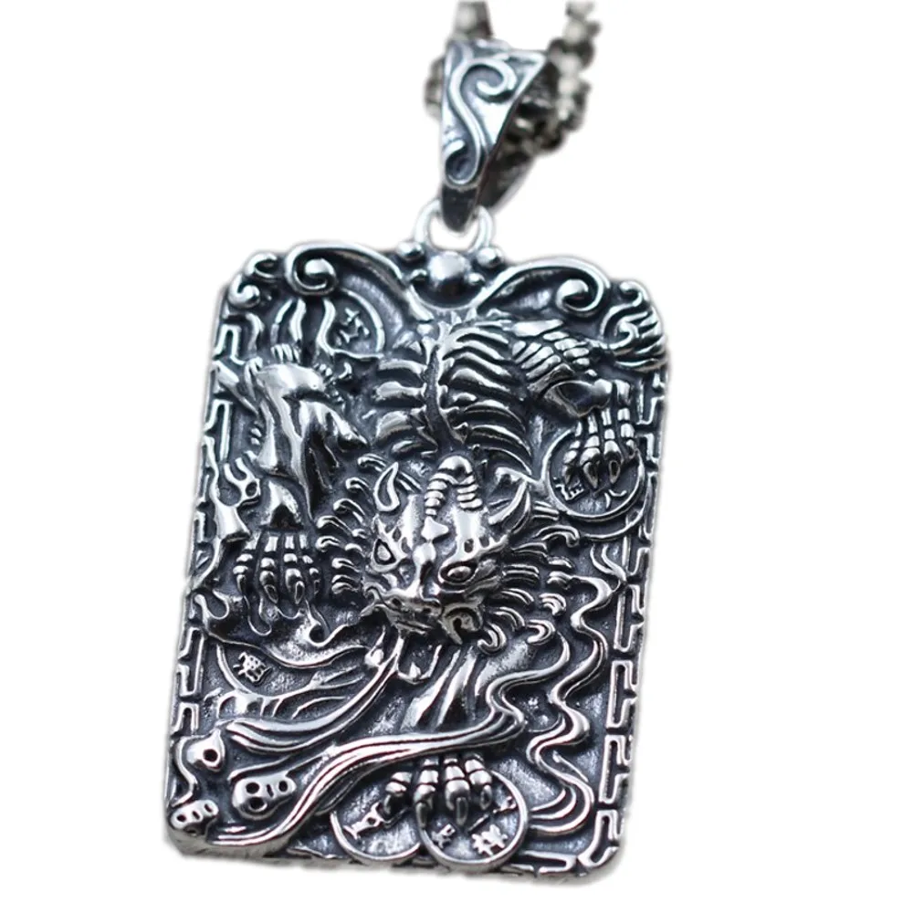 Серебряный Амулет S925 пробы кулон с рисунком на удачу деньги храбрости ручная