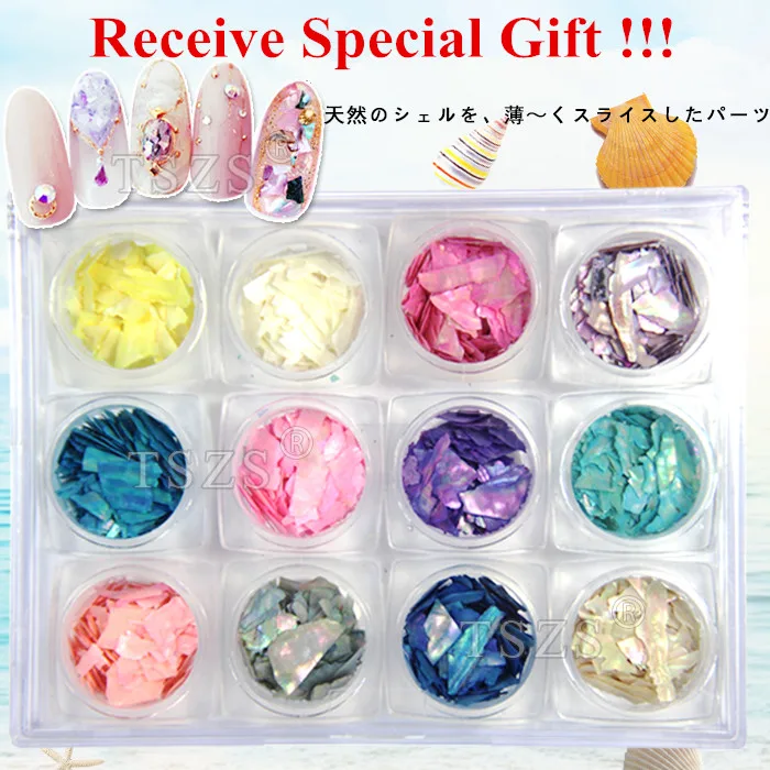 1 компл./лот 12 смешанных цветов дробленый Абалон осколки камень пудра для