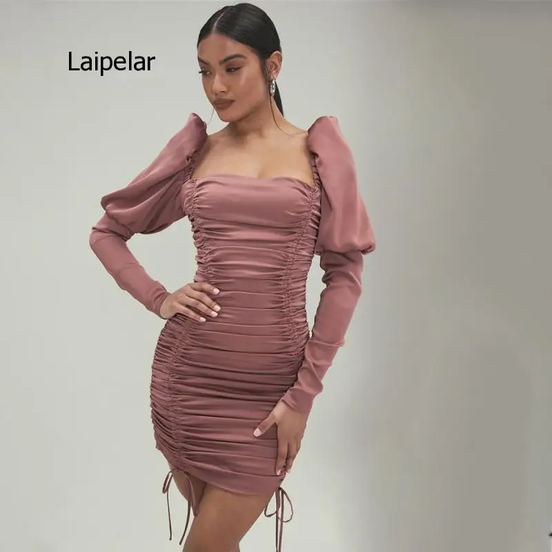 

Женское шифоновое плиссированное платье, вечерние вое праздничное платье с длинным рукавом и шнуровкой, 2021