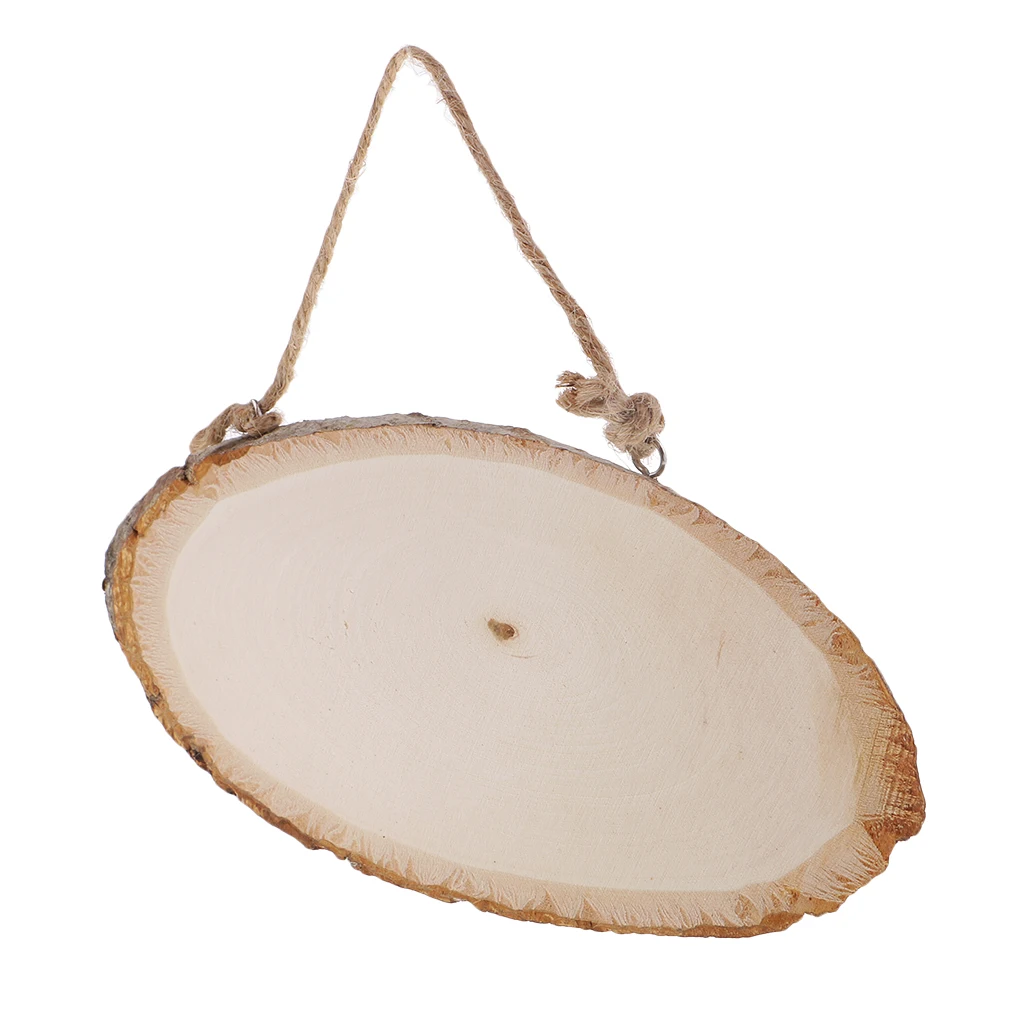 

Hanging Wood Slice Unfinished Natural Oval Wood Slices DIY Rustic Decoration