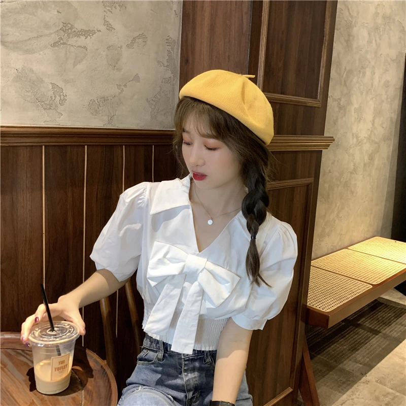 Блузка женская шифоновая в Корейском стиле милая Повседневная рубашка с