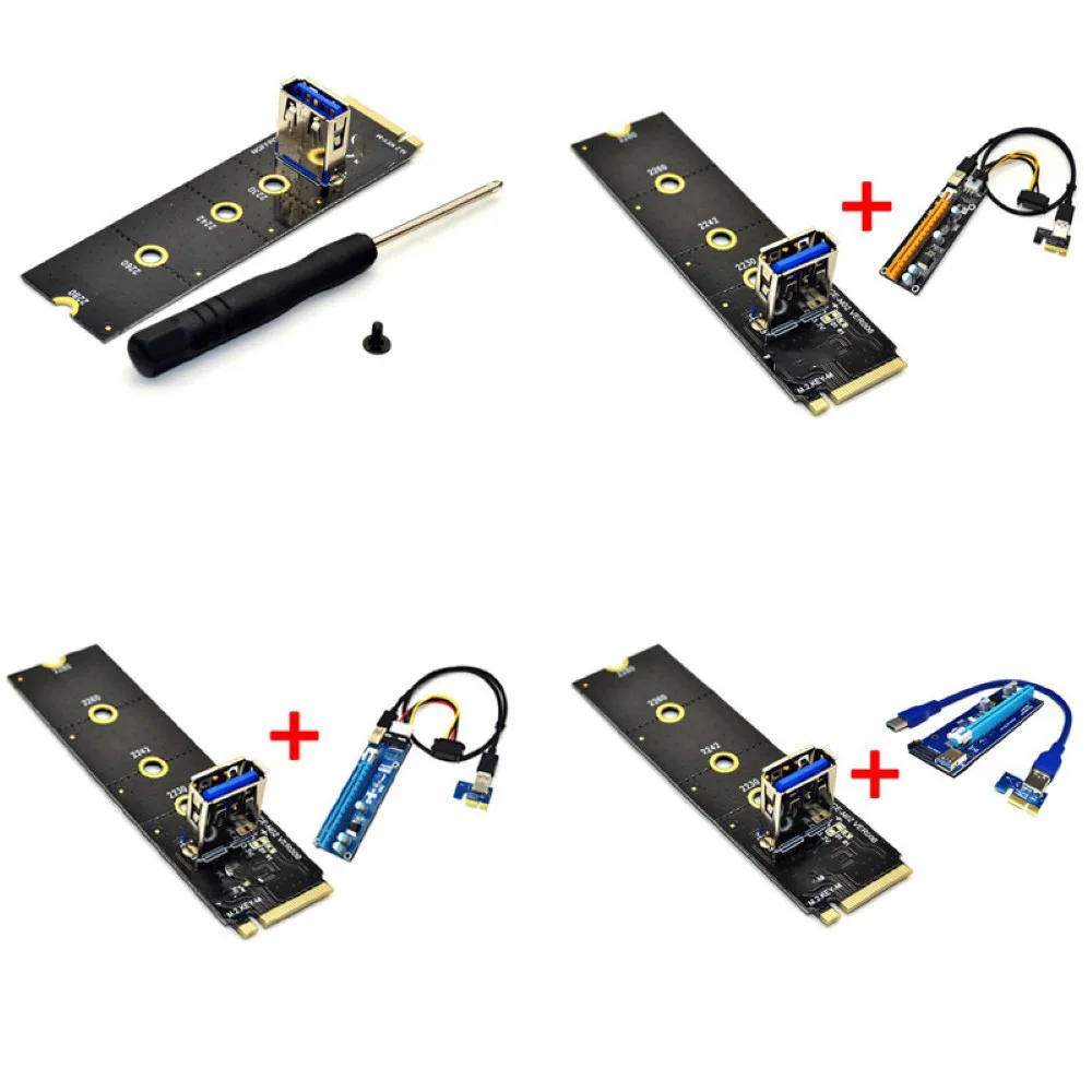 

M.2 to PCI-E X16 Slot Adapter Card NGFF Pcie Riser Card NVME VGA Extension Cable 4Pin 6Pin SATA for Miner Mining