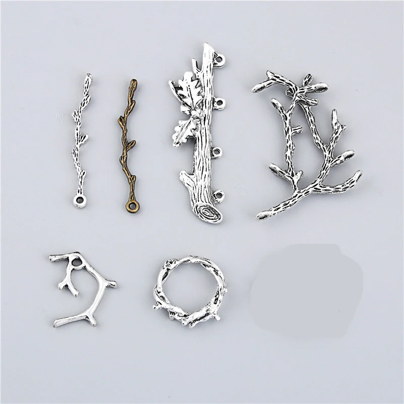 

12pcs Mix Silver Color/Bronze Hollow Round Branch Charms Wreath Pendant Making Ornament Accessories For Necklaces Jewelry M141