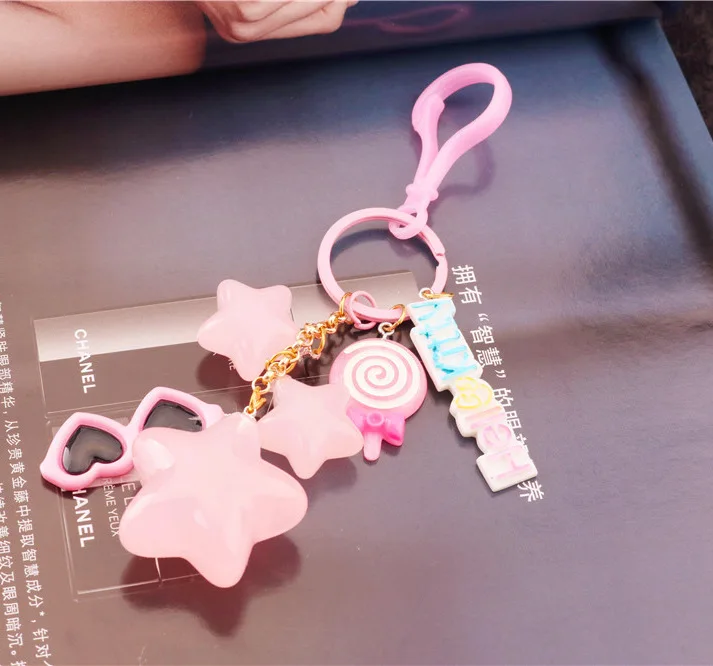 Желе Цвет акриловый брелок звезда с принтом леденца стеклянный подвесной милый