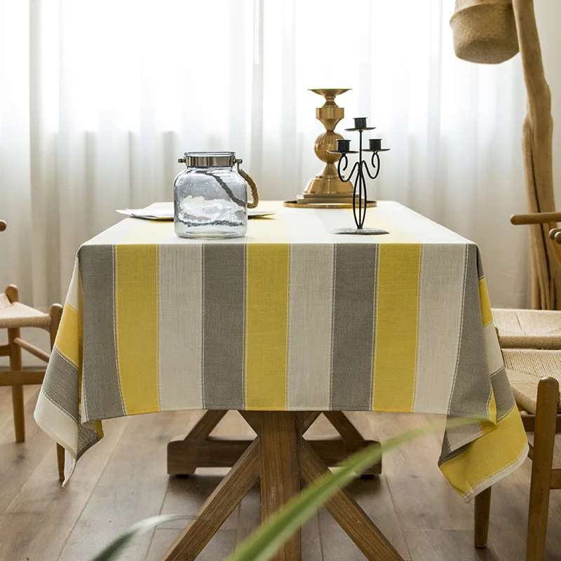 

Plaid Decorative Linen Tablecloth With Tassel Waterproof Oilproof Thick Rectangular Wedding Dining Table Cover Tea table cloth