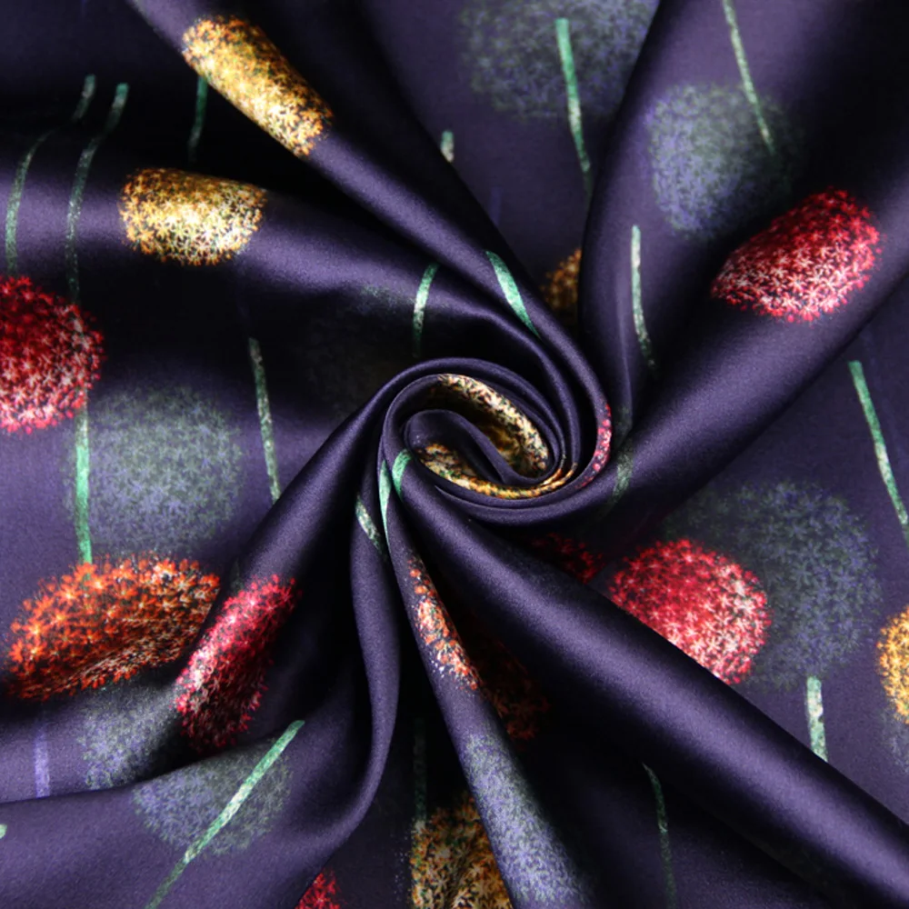

PRINTED SILK STRETCH SATIN 118cm width 19momme 100% Silk Fabrics For Patchwork Tissus Satin