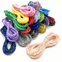 1 yards 6mm resin glitter rhinestones rope tube cord sequin trimming for diy jewelry bracelet necklace party decoration wedding