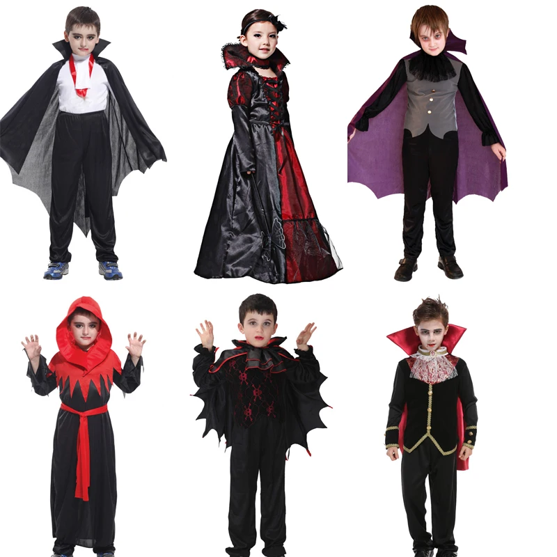 

Children Devil Vampire Cosplay Stage Performance Clothing Set Halloween Masquerade Party Role Play Costume for Kids