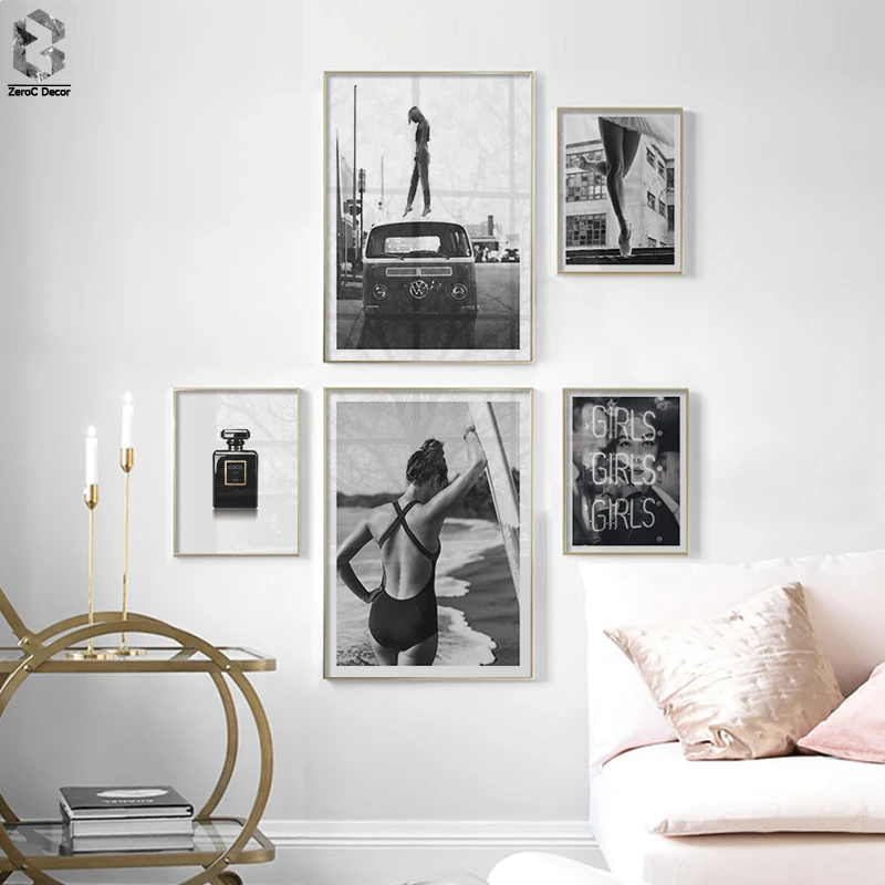 Современная мода духи Холст Картина Сексуальная девушка плакаты и принты черно