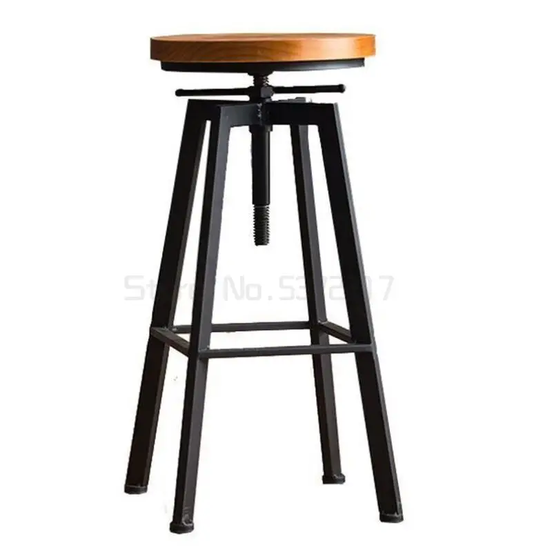 

Винтажный Железный барный стул, промышленный вращающийся барный стул, домашние барные стулья с подъемом, высокие стулья из массива дерева, ...