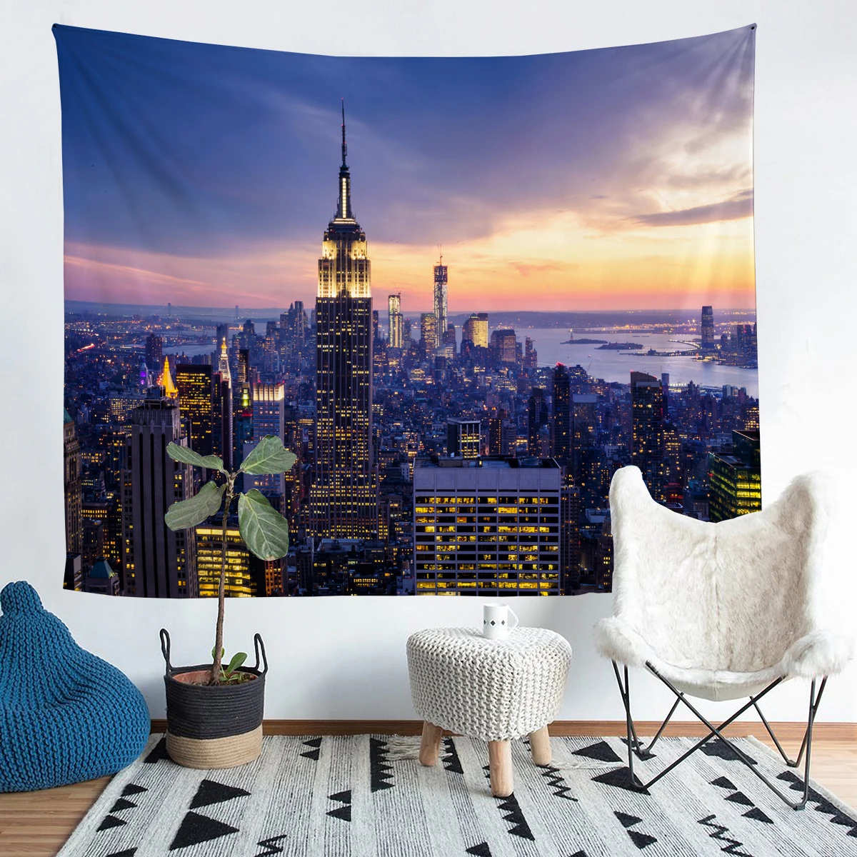 

Украшение для гостиной с принтом Cityscape, настенный подвесной гобелен, коврик для йоги, ковер, домашний декор, искусство