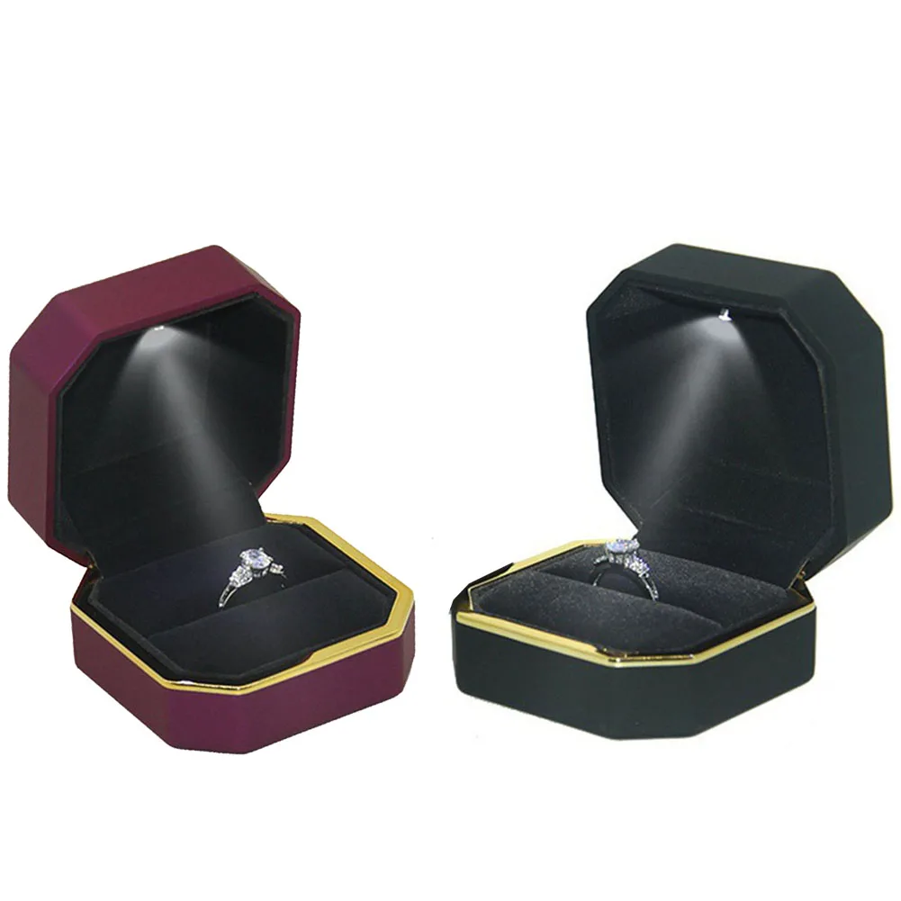 Восьмиугольный светодиодный светильник кольцо ящик для хранения ювелирных