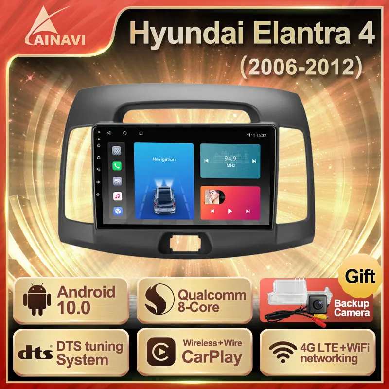 Автомобильный радиоприемник Android 10 QLED экран для Hyundai Elantra 4 2006 2012 авто стерео