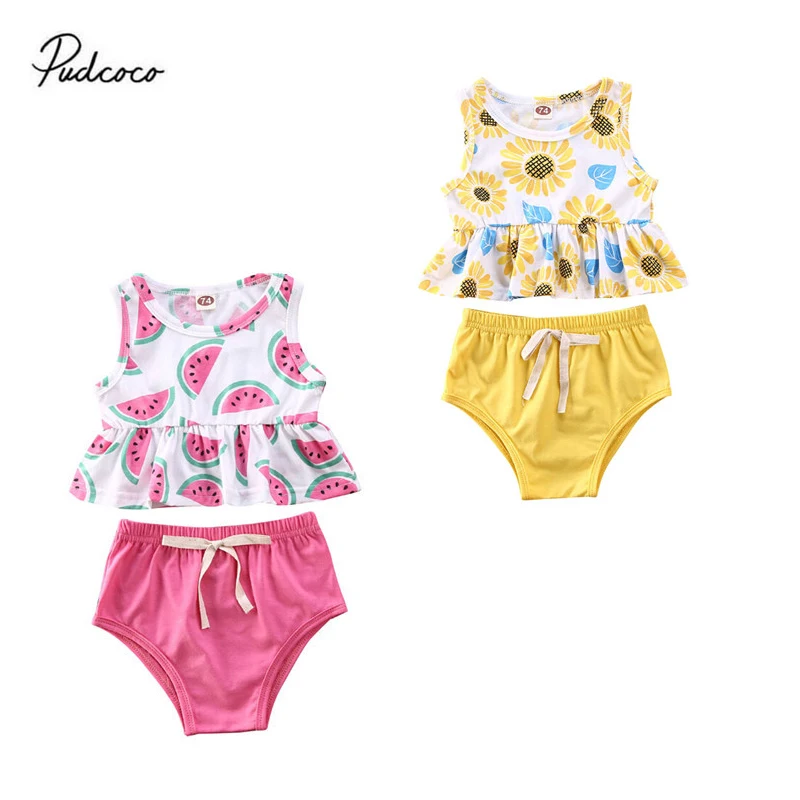 2020 с цветочным рисунком фруктов для новорожденных маленьких девочек комплект