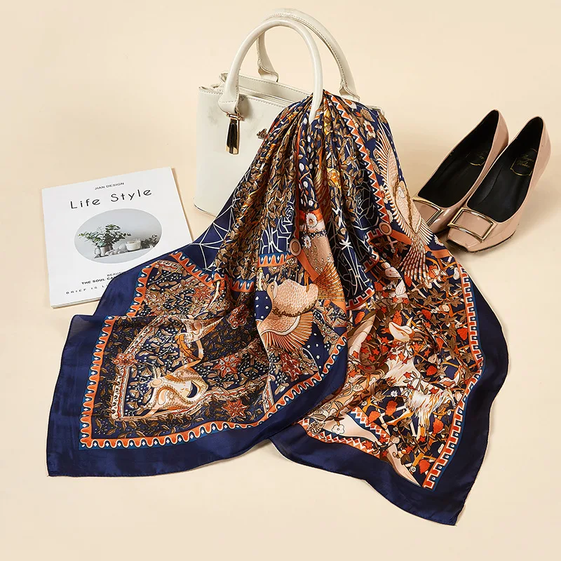 Роскошный брендовый шелковый шарф на лето квадратные женские шали и палантины