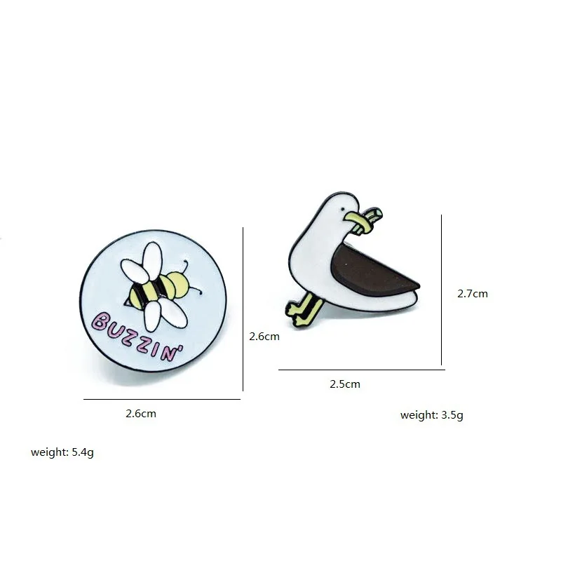 Значки с героями мультфильмов буквы BUZZIN Броши для женщин креативные пчела голуби