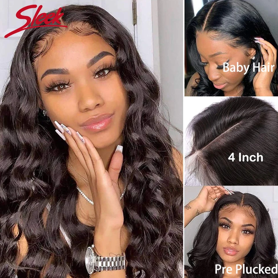 Sleek Body Wave 180% Density T Part Lace Wig Brazilian Body Wave Lace Wig Transparent Lace Wigs For Women Human Hair Wigs