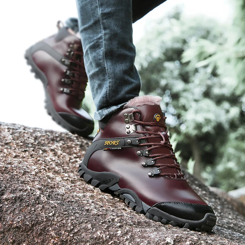 Men Boots Winter Men Shoes New Lace Up Warm Fur Flock Male Sneakers Winter Ankle Boots Men Winter Boots New