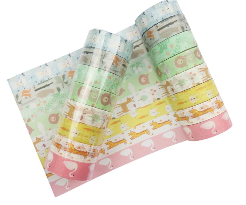 

NEW 8pcs/lot Decorative Cute Animal Washi Tapes Set Kawaii Scrapbooking Tools Masking Tape for Photo Album Diy Stationery