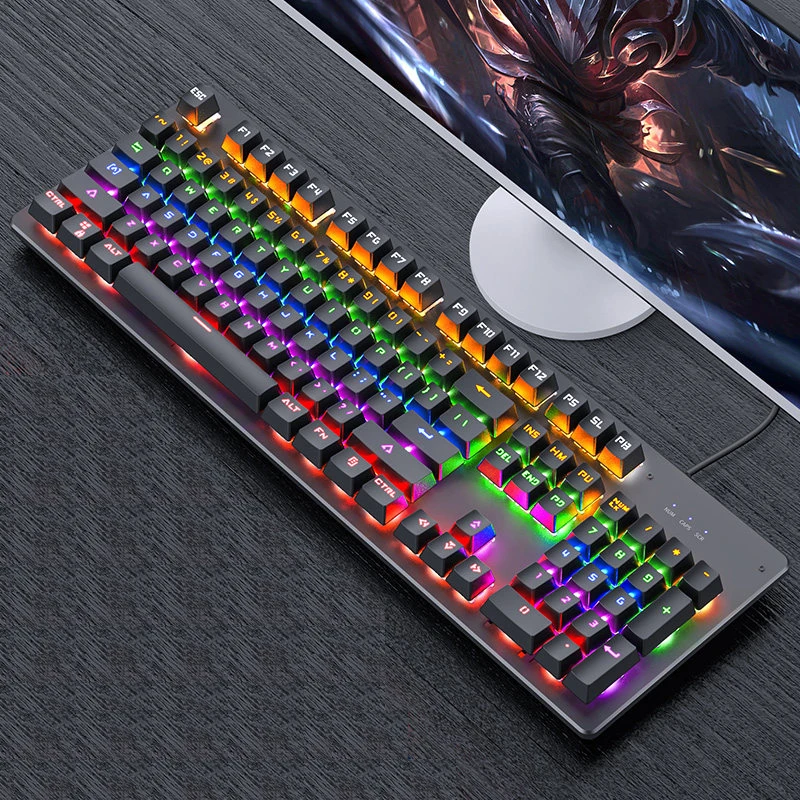 black keyboard Механическая клавиатура черная ось синий переключатель Ретро панк игровая клавиатура мышь наушники Комплект из трех предметов кабель для рабочего стола Loptap - Цвет: black keyboard