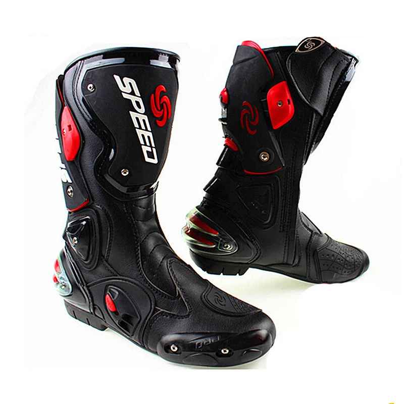 

Microfiber Leather Motorcycle boots Men's SPEED Racing dirt bike Boots Knee-high Motocross Boots Riding Motorboats