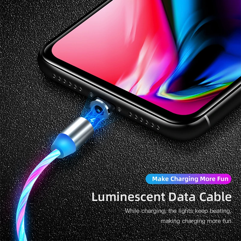 Магнитный светодиодный кабель для быстрой зарядки, магнитный кабель Micro usb type C, светодиодный шнур, зарядное устройство type-C для samsung S10 Hauwei