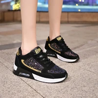 women sneaker comfortable breathable walking shoes air cushion sports shoes thick bottom increasing height trekking lace up