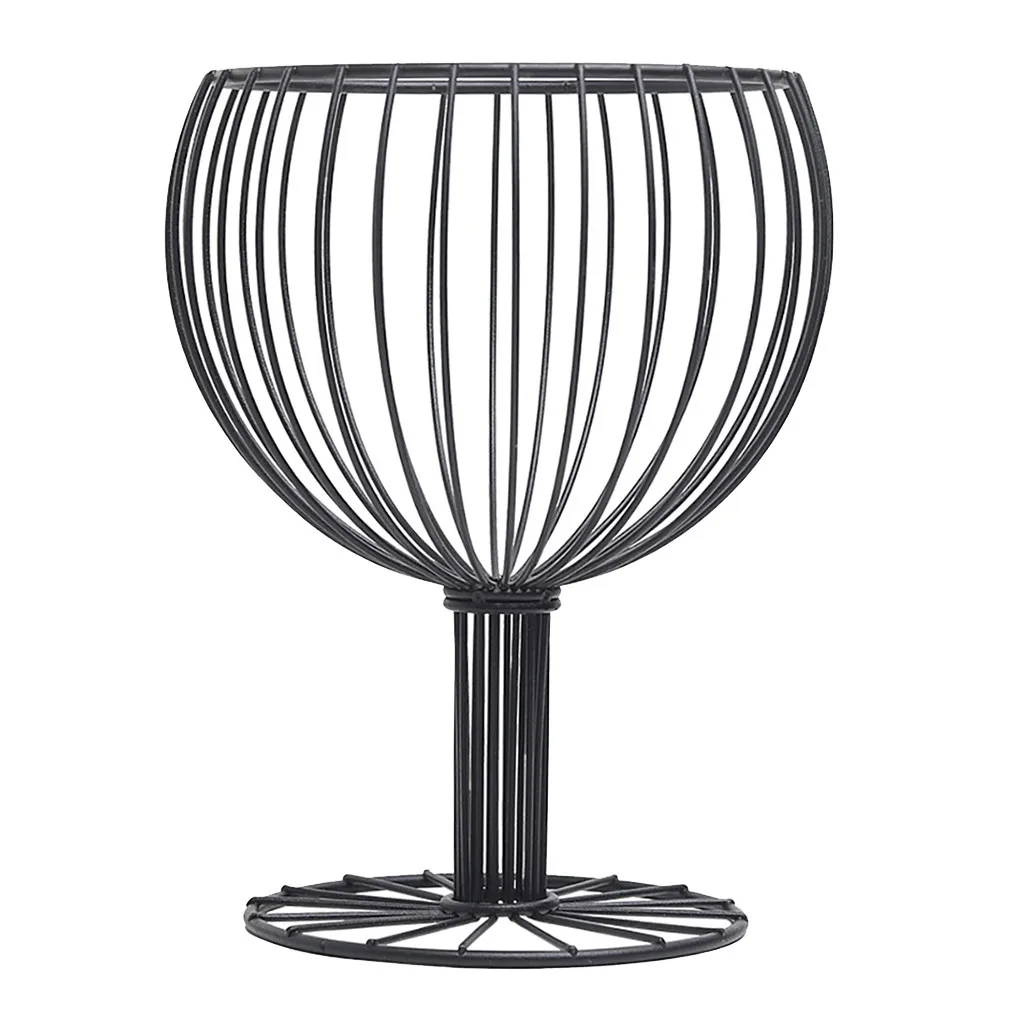 

Wine Glass Wrought Iron Snack Storage Basket Snack Tray Dessert Fruit Basket