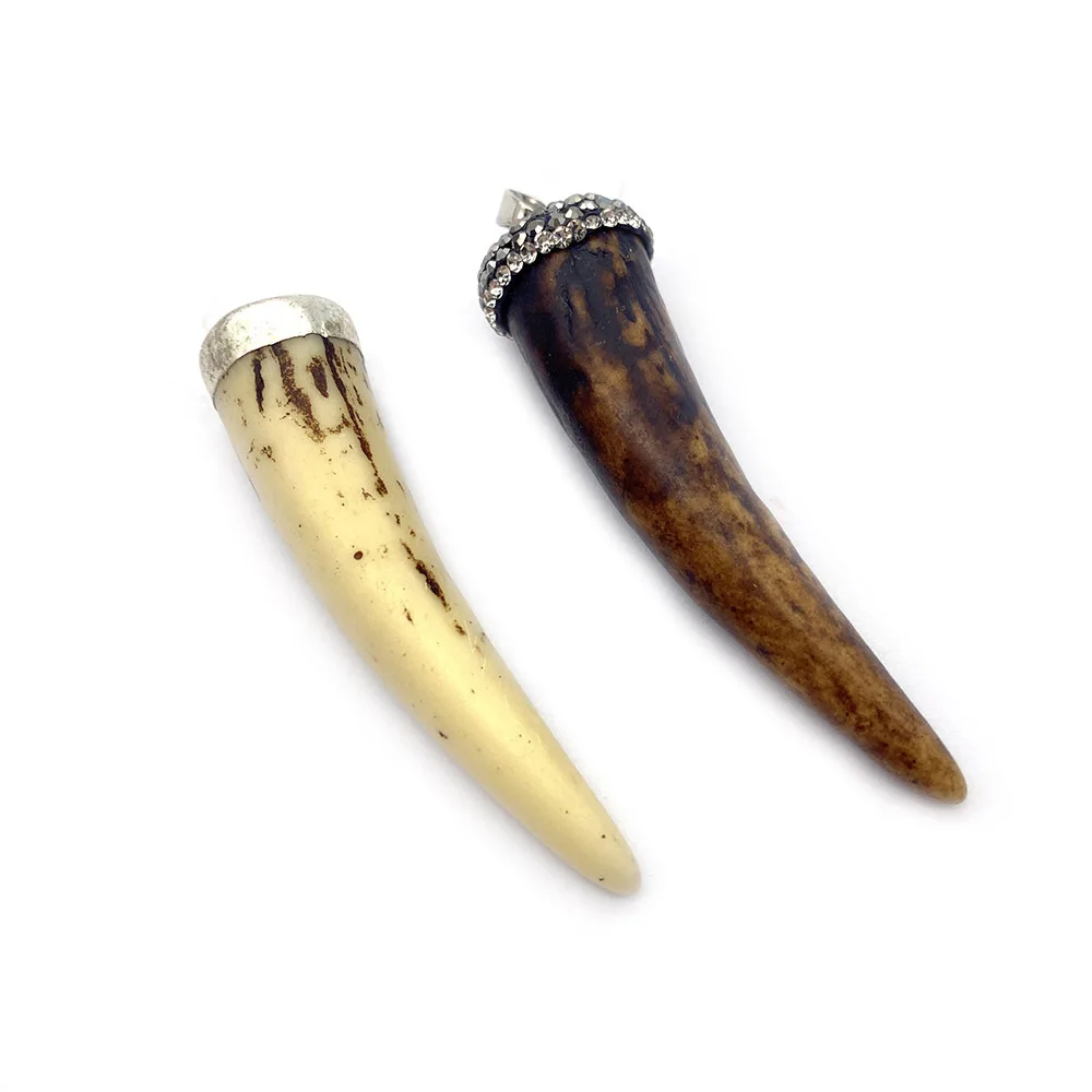 1pcs Resin Beef Bone Pendant Flared Leaf Shape Set with Diamonds DIY Necklace Jewelry Making Accessories Natural Stone | Украшения и