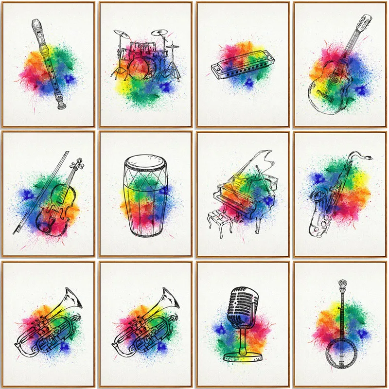 

Алмазная 5D Вышивка «сделай сам», картина с квадратными и круглыми стразами, музыкальные инструменты, наборы для вышивки крестиком, домашний...