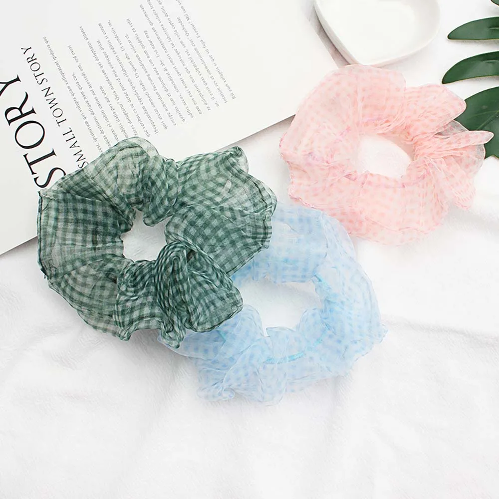 1 шт. резинки для волос из органзы в клетку |