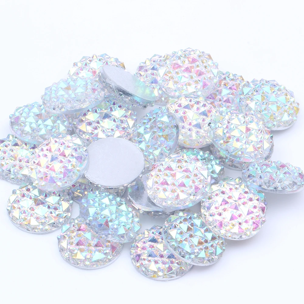 

Crystal AB Round Shape 18/20/25/30mm Resin Flatback Rhinestone DIY Crafts Jewelry Making Wedding Garment Shoes Decorations