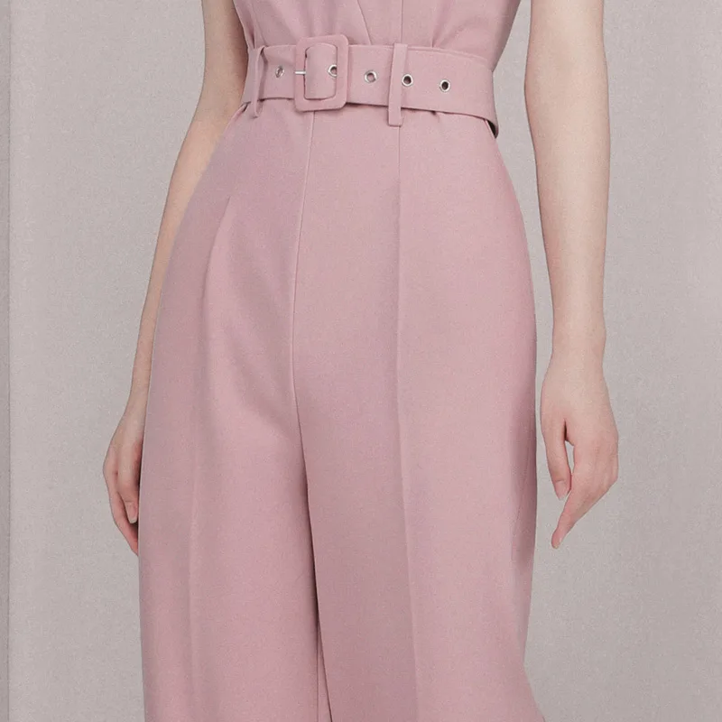 Женский офисный комбинезон Max Spri модный цельный на бретельках с v-образным