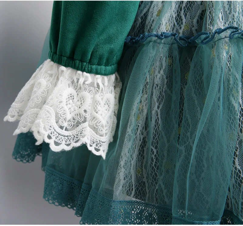 

3PCS Winter Spanish Lolita Princess Dress Bow Lace Stitching Ball Gown Birthday Party Easter Dress Clothing For Girls L655