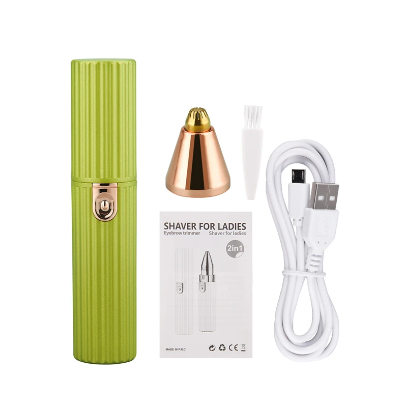 

Electric Eyebrow Trimmer Epilator 2 in1 USB Rechargeable Painless Hair Removal Face Shaver Portable Body Bikini Razor with Light