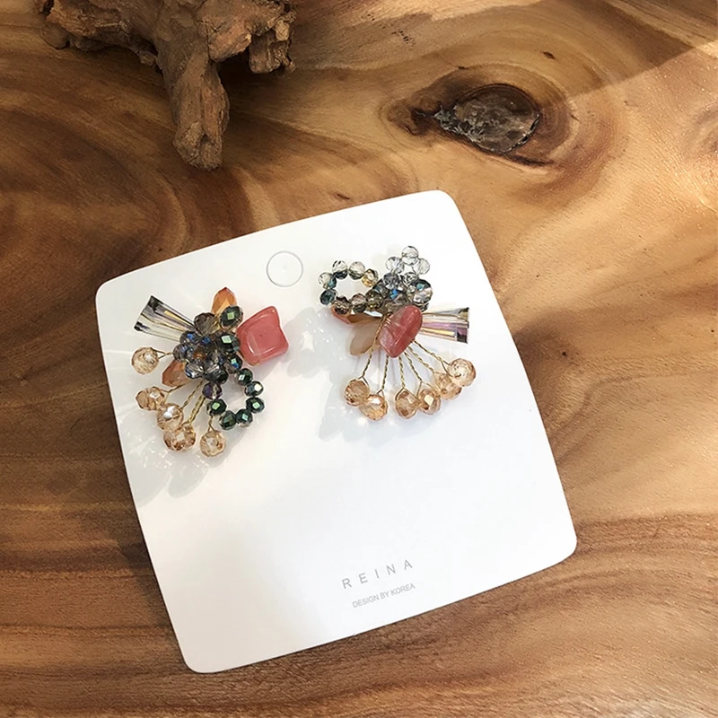 Женские серьги-кисточки с бантом необычные цветные серьги в корейском ретро