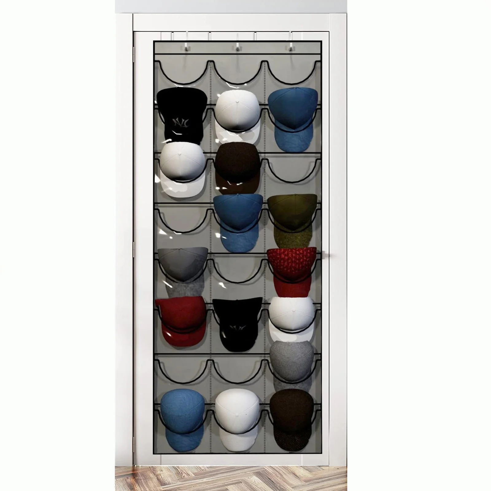 

Baseball Cap Rack Hat Holder 24 Grid Door Closet Hanger Holder Round Storage Shelf Home Organizer Storage Hanger Door Hooks
