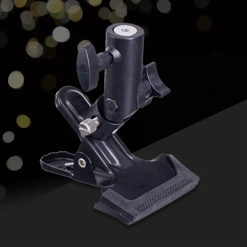Reflector Clip Clamp E-shape Bracket Holder Light Stands Attachment for Photo Shop Reflector and Background Screw Mount L41E
