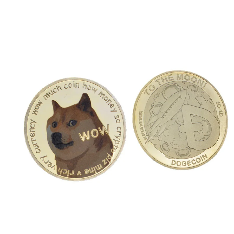 

Dogecoin Moon Color Uv Printing Doge Souvenir Gift Digital Virtual Currency Commemorative Coin