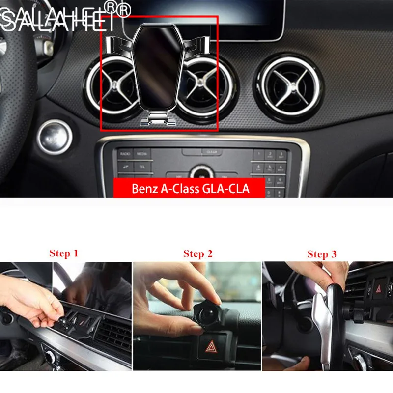 gps gravity car phone holder air vent clip mount for mercedes benz a class gla 200 250 45 amg x156 cla w117 c117 car accessories free global shipping