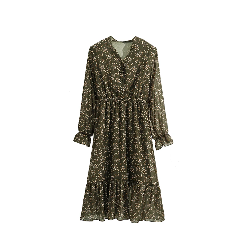 

Actual Fat Mm Large Size Women's Dresses Fall And Winter 2019 French Chiffon Slender Very Ancient Shredded Flower