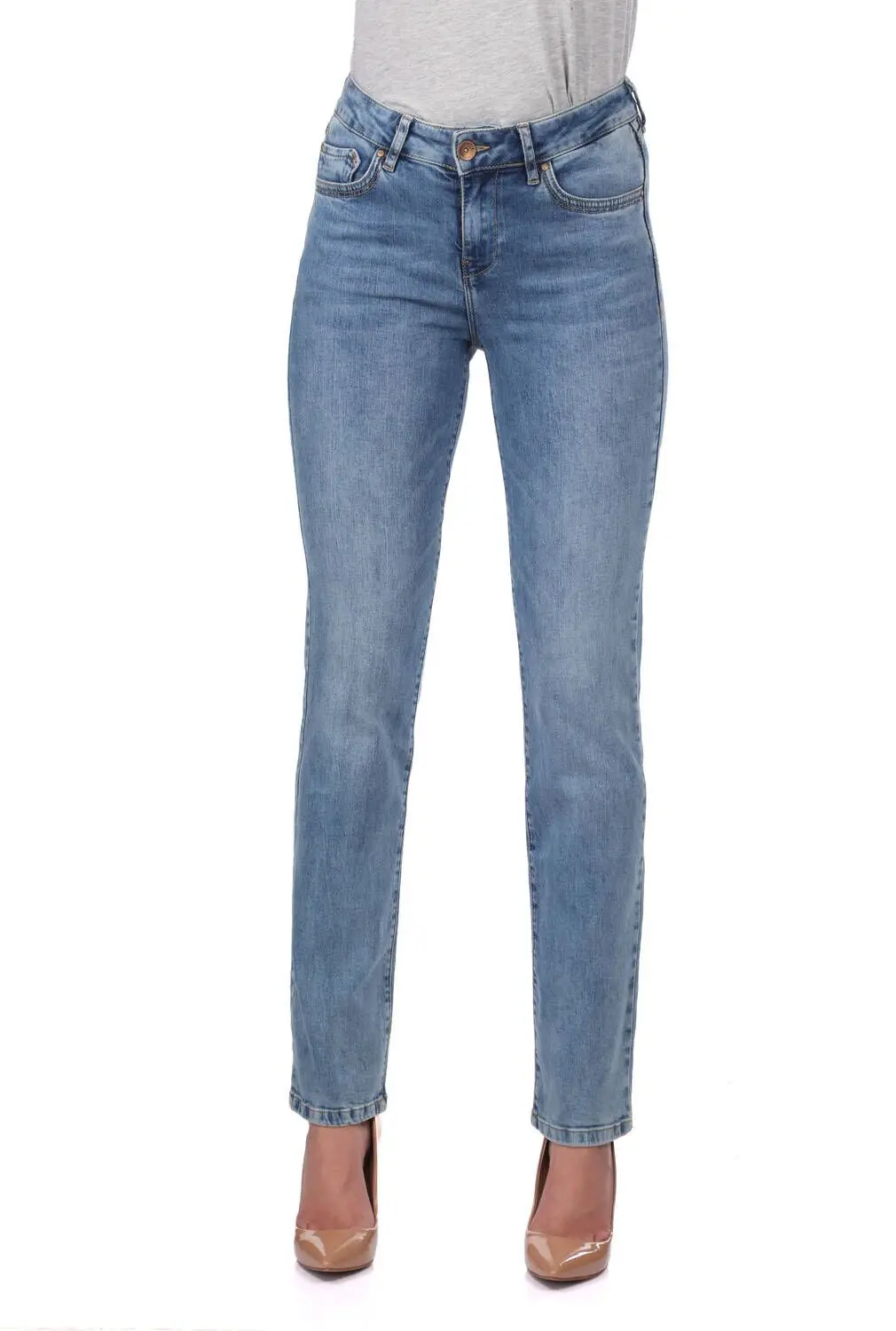 

Blue White Women Regular Fit Blue Jean Pants