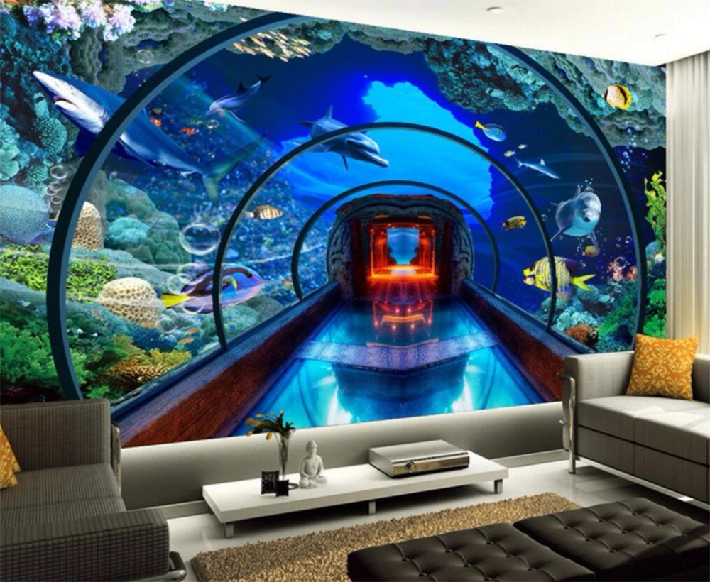 Beibehang большие пользовательские обои подводный мир Аквариум 3D стерео ТВ фон