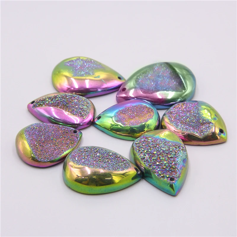 Натуральный Радужный кулон agates druzy geode ручной работы Капля воды Druzy каменные
