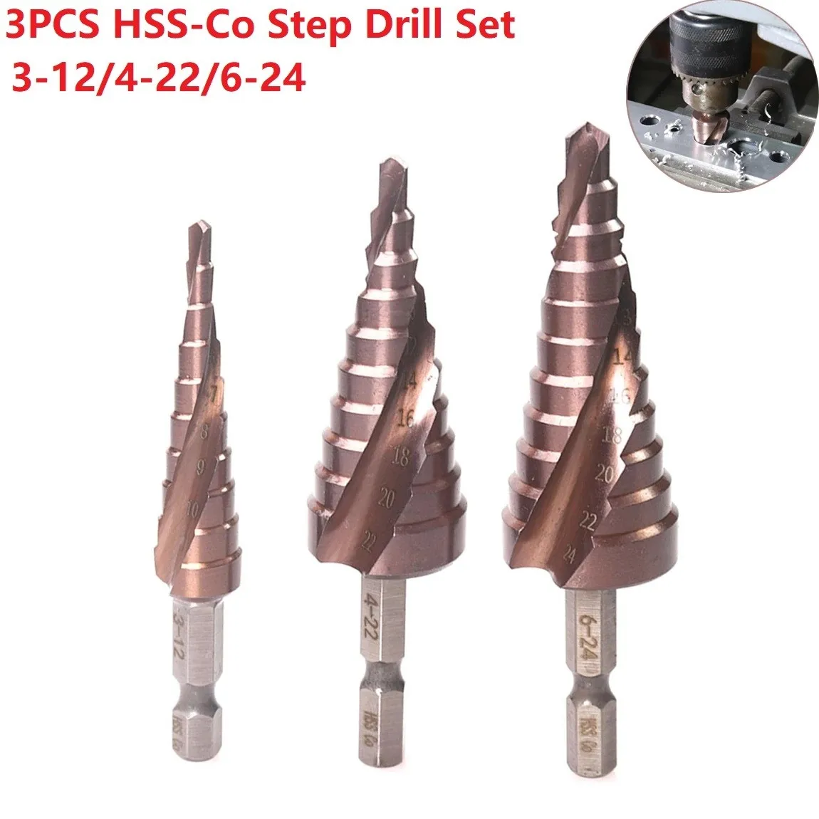 

High Hardness Stepped Drill Kit M35 Cobalt Metal Poewr Tool Replacement