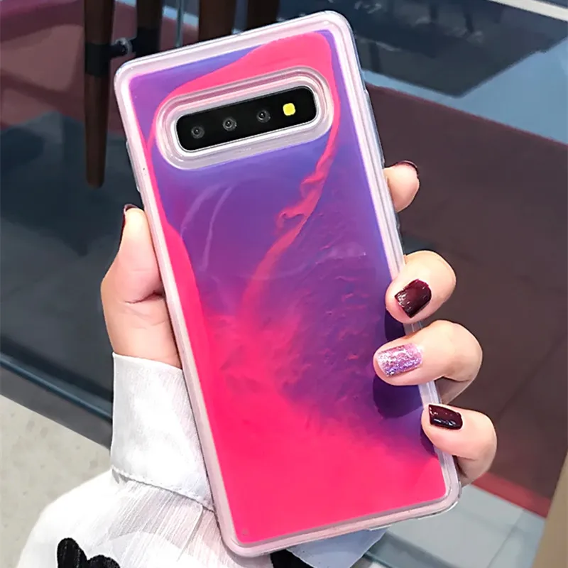 Моллюски светящиеся неоновые песком чехол для телефона Samsung Galaxy S8 S9 S10 Plus Note 8 9