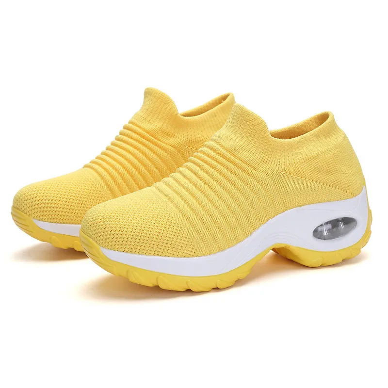 

Women Tennis Shoes Breathable Mesh Height-increasing Slip-on Female Sock Footwear Outdoor Women Sneakers Thick Bottom Platforms